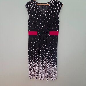 New Directions Mid Dress Black And White Polkadot With Rad Accent Size Large